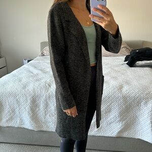 Monteau collared cardigan, long, size medium, gray